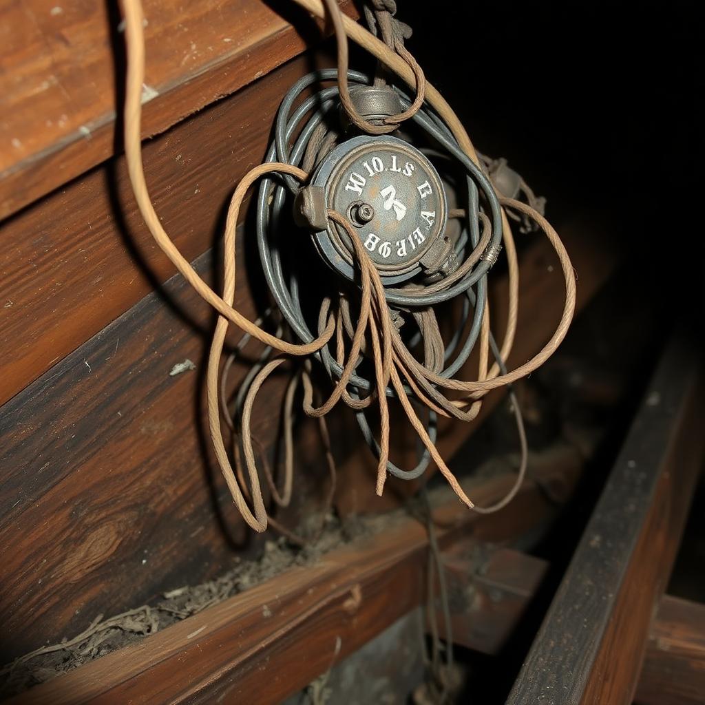 Old knob and tube wiring in an older home attic in East Tennessee