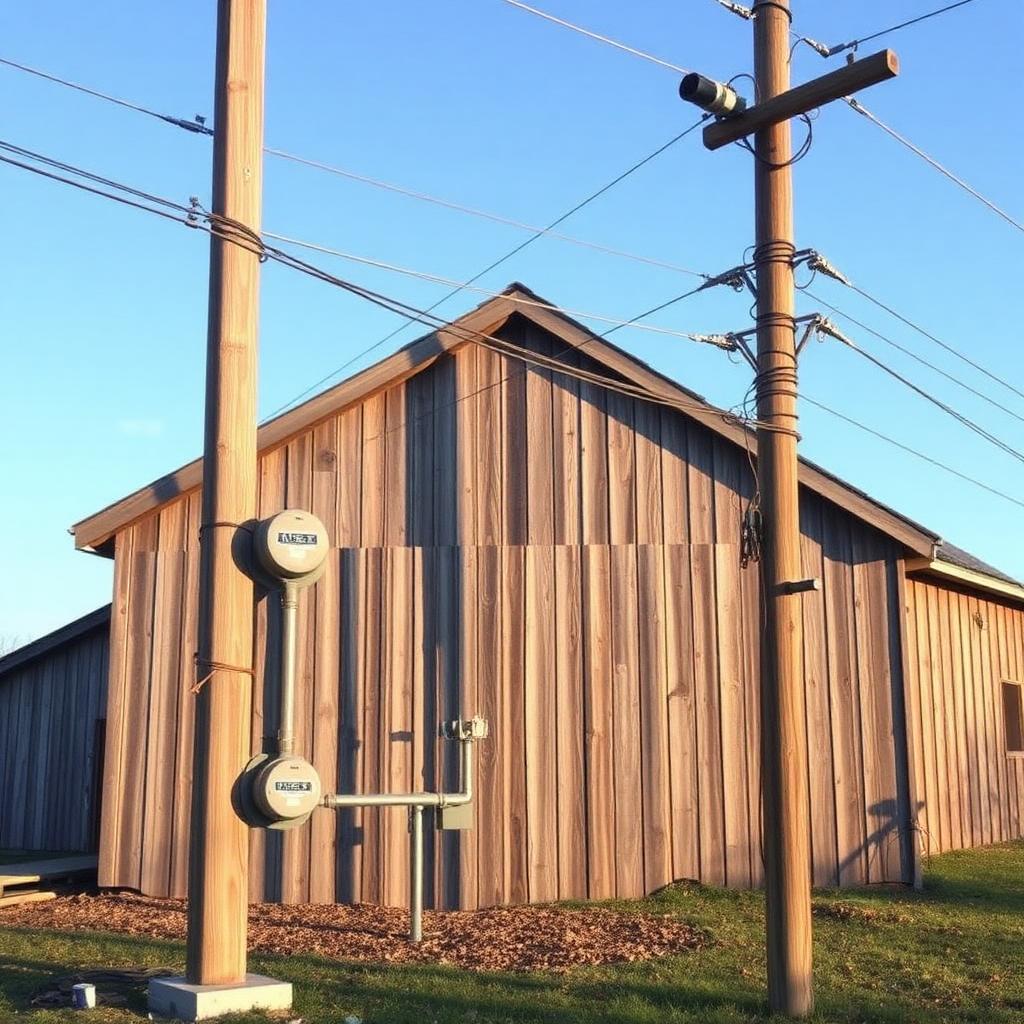 Electrical service installed on a Tennessee farm pole barn
