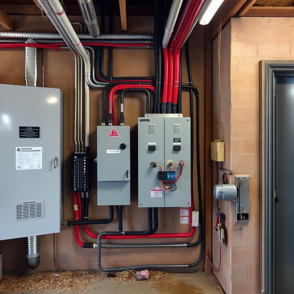 Small commercial three-phase electrical panel installed in a Rogersville TN shop