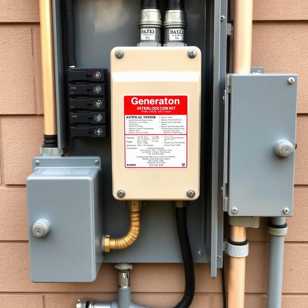 Generator interlock kit installed on a residential breaker panel