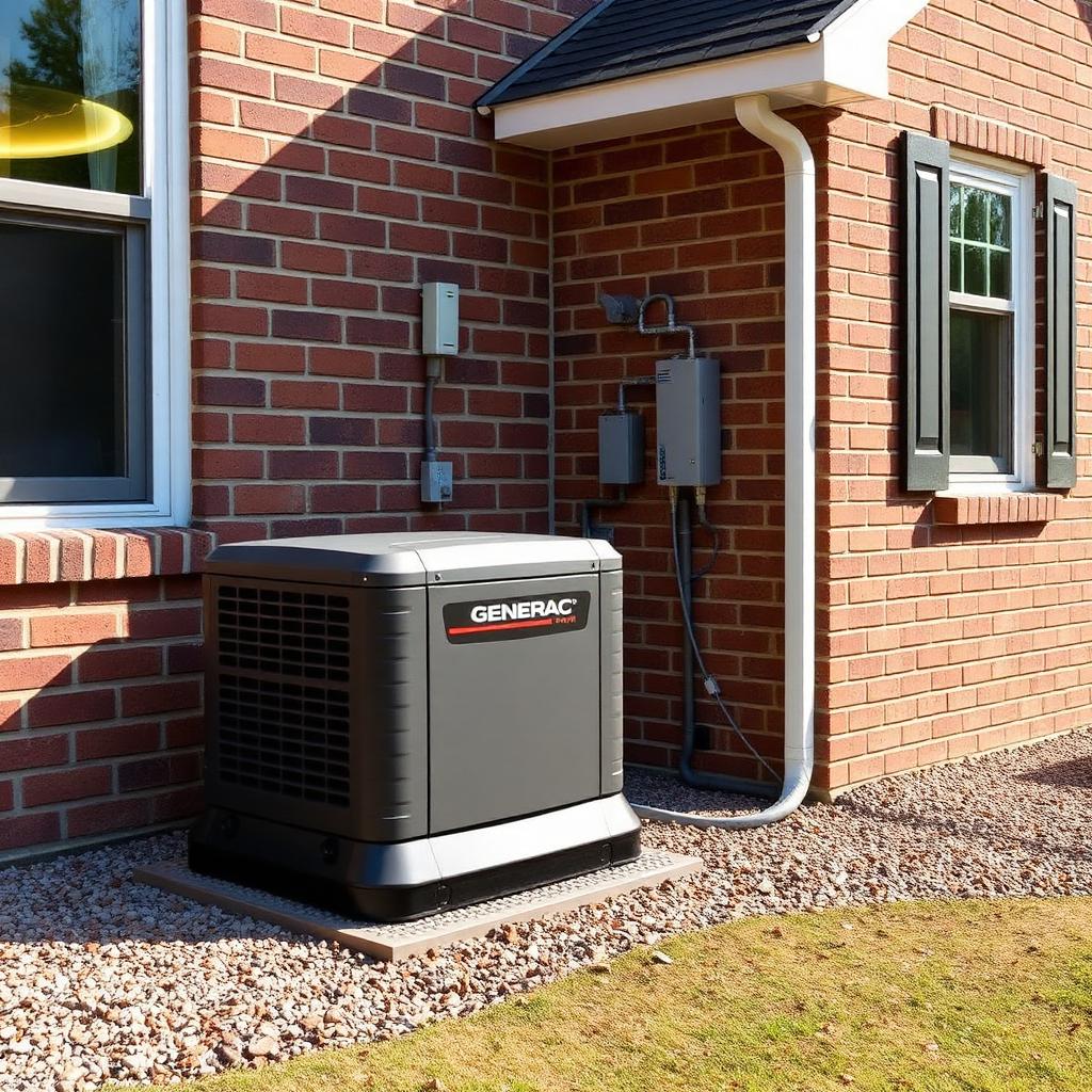 Whole-home standby generator installed beside a brick home in Hawkins County TN